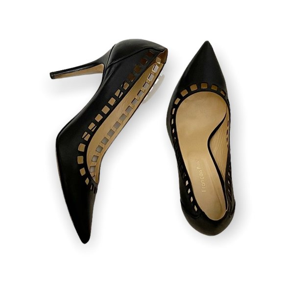 Francois Shoes Francois Paris Black Laser Cut Detail